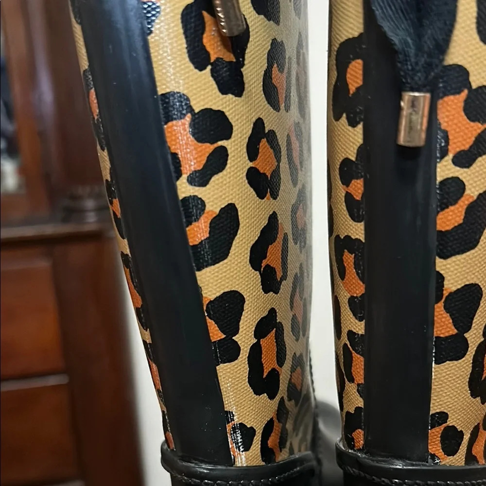 COACH Tristee Leopard Waterproof Lace-Up Rain Boots - Picture 5 of 12